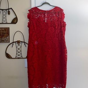Paper Doll Red Lace Midi Dress
